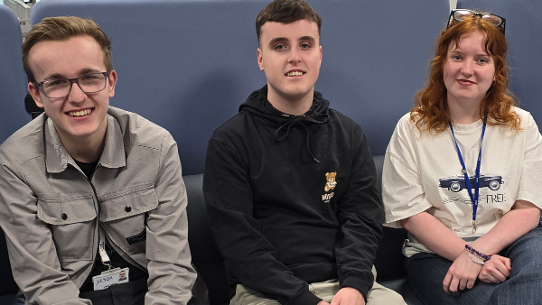Pictured L-R are SQA Modern Apprentices Jack Miller, Ross Coyle, and Louise Rainey